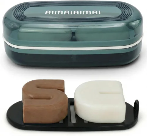 Vista 14 de AIMAIAIMAI Juego de 3 jaboneras de silicona, soporte para jabón con diseño autodrenante, bandeja fácil de limpiar para ducha, baño, cocina y bañera