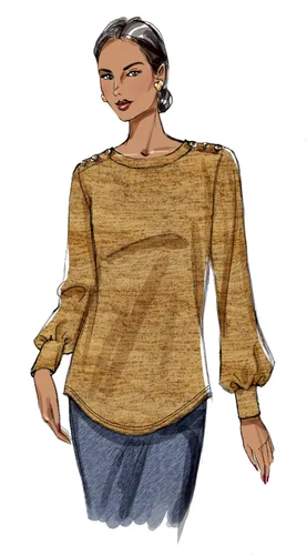 Vista 4 de Butterick Misses' Top - Kit de patrones de costura con código B6857, tallas XS-S-M-L-XL-XXL, multicolor