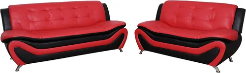 Vista 3 de Beverly Fine Furniture Aldo (3 piezas) Moderno juego de sofás, negro/rojo