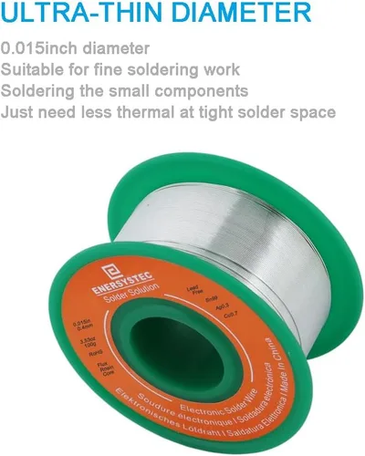 Vista 3 de Alambre de soldadura fino 0.016 in sin plomo Electrónica Soldadura Alambre Núcleo de colofonia Sn99 Ag0.3 Cu0.7 Soldadura eléctrica activada 3.53 oz