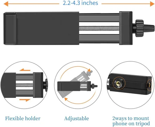 Vista 6 de Trípode para teléfono celular de 27 pulgadas a 80 pulgadas, soporte de video ajustable para iPhone y cámara, grabación de video