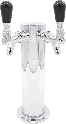 Vista 14 de K&B - Torre Kegerator de cerveza de doble grifo de 3 pulgadas, personalizable (1 grifo nitro robusto y 1 grifo cromado, mango cromado resistente)