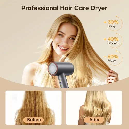Vista 4 de Secador de pelo de alta velocidad con secador profesional de 110000 rpm, secador de pelo iónico negativo de 656.2 ft para mujeres, secado rápido