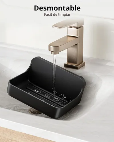 Vista 8 de Orimade Jabonera de montaje en pared con 4 ganchos, jabonera transparente autoadhesiva sin taladrar para ducha y baño, drenaje rápido a prueba