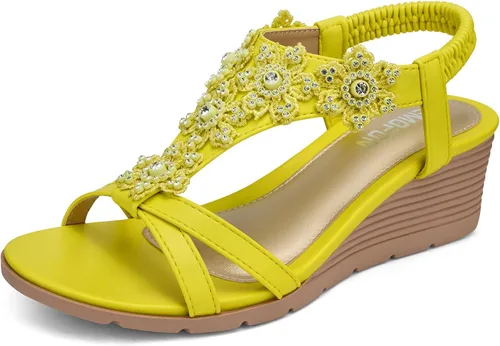 Vista 17 de TEMOFON Sandalias de plataforma elegantes de verano con tacón bajo para 25-albaricoque