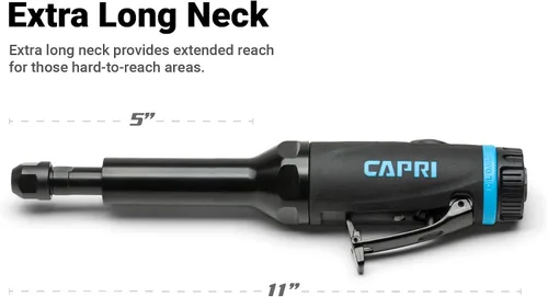 Vista 3 de Capri Tools Molinillo de troquel recto Air de 1/4 pulg. 1 HP, cuello extra largo de 5.5 pulgadas