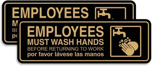 Vista 23 de Standard Employees Must Wash Hands - Letrero para puerta/pared, color negro, pequeño