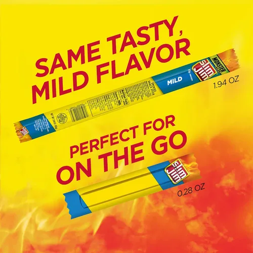 Vista 3 de Slim Jim Palitos de carne ahumada, sabor suave, 6g de proteína por porción, tamaño de aperitivo, relleno de calcetines, 0.28 onzas (14 unidades)