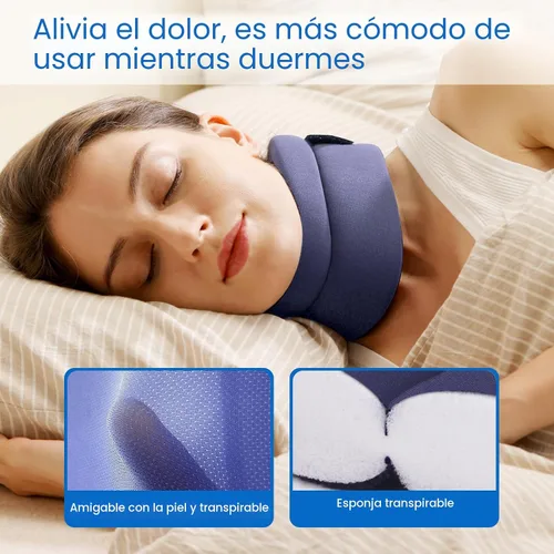 Vista 3 de VELPEAU Collarín para dolor de cuello y apoyo - Collar cervical suave para dormir en la cama, para roncar, dormir en posición vertical