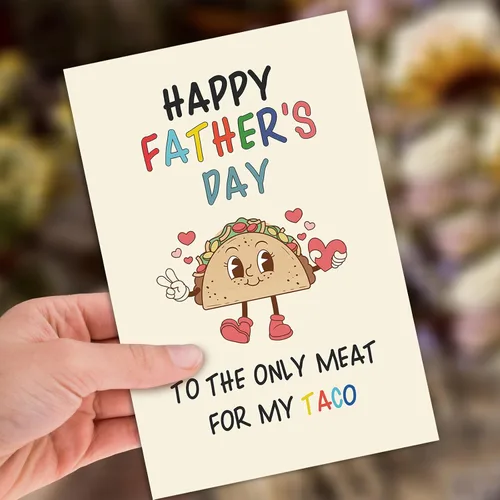 Vista 3 de Taco - Tarjeta de regalo para el día del padre de parte de la esposa, regalo feliz del día del padre para marido novio, tarjeta divertida del día