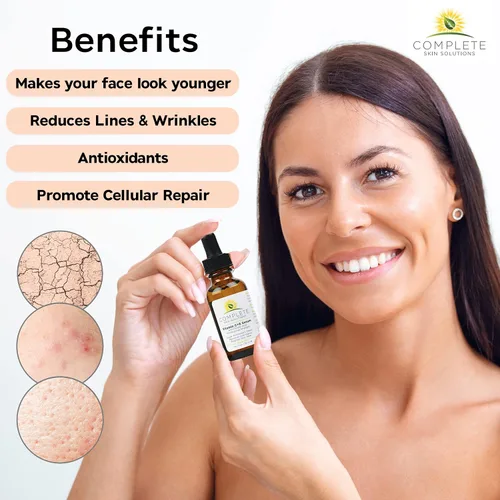 Vista 4 de Suero natural de vitamina C E con ácido ferúlico, 1 oz Ácido hialurónico