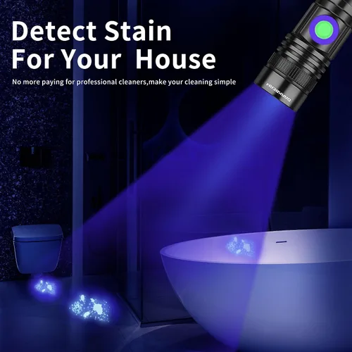 Vista 7 de DARKBEAM Linterna UV de 365 nm recargable de luz negra - Potentes mini linternas ultravioleta LED, lámpara portátil USB-C Woods - para detección