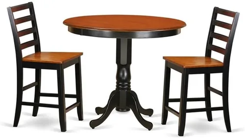 Vista 7 de East West Furniture TRFA5-BLK-W - Juego de pub de 5 piezas de altura de mostrador que incluye una mesa redonda de comedor y 4 sillas de cocina, 42 x