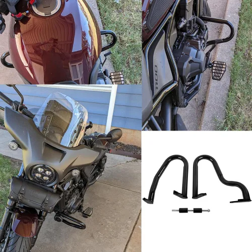 Vista 2 de Barras de choque de carretera de acero al carbono para motocicleta, protector de motor, marco lateral, protector deslizante, tanque de combustible