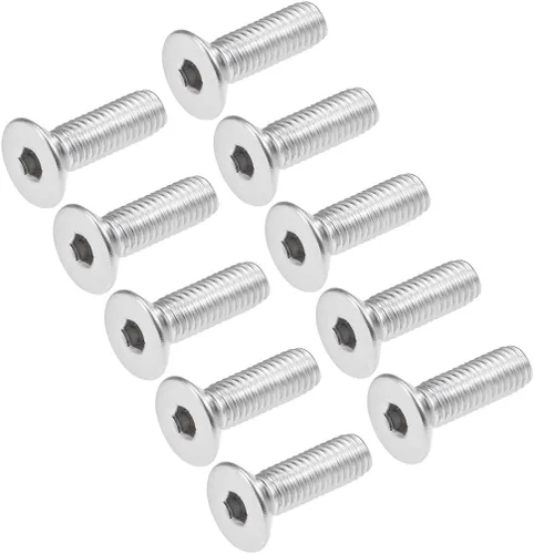 Vista 9 de uxcell Tornillos de máquina de cabeza plana M3x40mm Tornillo hexagonal interno 304 pernos de sujeción de acero inoxidable 20 piezas
