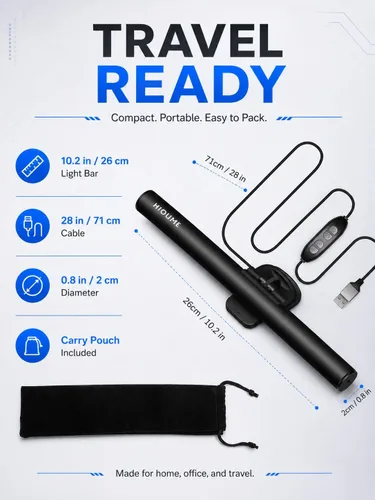 Vista 8 de Barra de luz para monitor de laptop, lámpara LED de lectura electrónica USB, 3 temperaturas de color ajustables, 10 niveles de brillo de atenuación