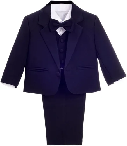 Vista 15 de Dressy Daisy Trajes de esmoquin formales para niños, 5 piezas Negro