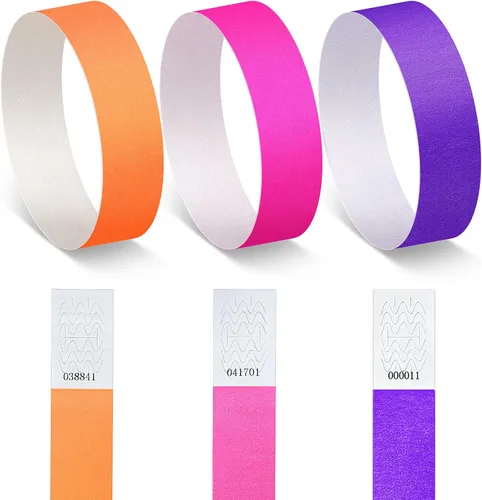 Vista 10 de 150 pulseras de papel para eventos, pulseras de papel, impermeables, imprimibles (verde, azul, rojo)