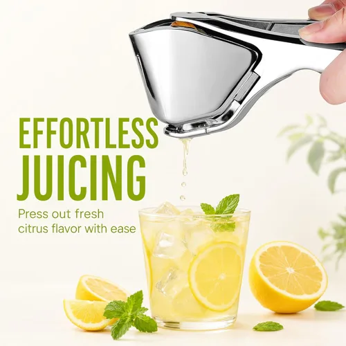 Vista 8 de Exprimidor manual de limón de acero inoxidable duradero, exprimidor de cítricos de mano para una extracción eficiente del jugo de limón, lima