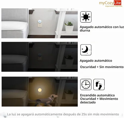 Vista 5 de Luz nocturna con sensor de movimiento, paquete de 2 luces nocturnas activadas por movimiento, encendido y apagado automático, tono cálido de 3200 K