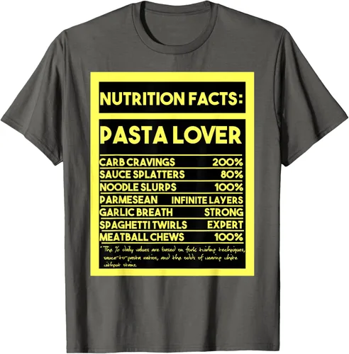 Vista 81 de Pasta Lover Nutrition Facts: The Ultimate Carb Connoisseur's T-Shirt Negro