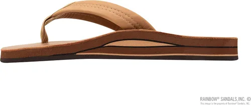 Vista 2 de Rainbow - Sandalias de cuero para hombre, doble capa con arco y banda ancha