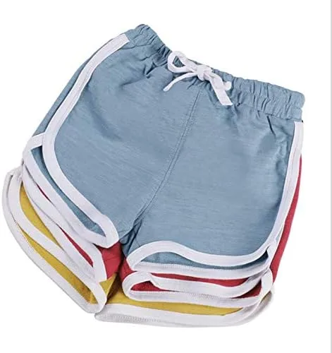 Vista 6 de Paquete de 2 pantalones cortos deportivos de punto de verano para niños y niñas, pantalones cortos suaves casuales para bebés
