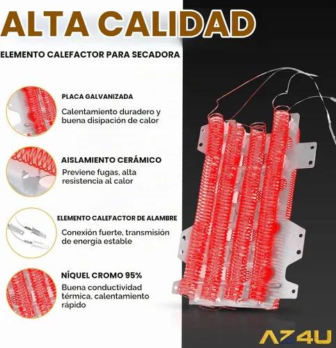 Vista 5 de Elemento calefactor del secador substituye para Samsung DV45K6500EV/A3