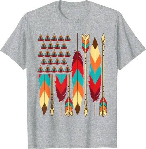 Vista 51 de Native American Bandera - Camiseta de veteranos indígenas del Mes del Orgullo, Negro, S