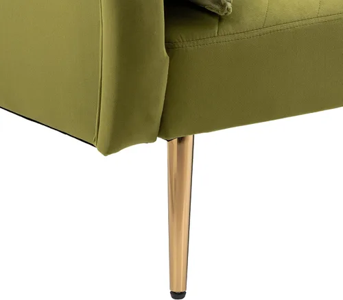Vista 8 de HomSof Sofá moderno de dos plazas verde oliva para sala de estar con pies de metal y 2 almohadas