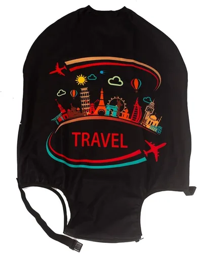 Vista 3 de Madifennina Funda protectora de equipaje de viaje de elastano para equipaje de 23 a 32 pulgadas, Negro-viaje