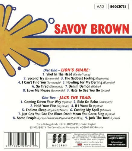 Vista 2 de Savoy Brown - Lion's Share Jack The Toad