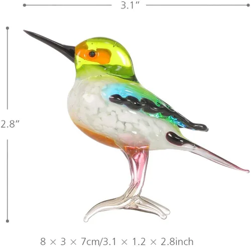 Vista 3 de Too-arts - Escultura de cristal con diseño de pájaro pequeño, estatua soplada a mano, multicolor