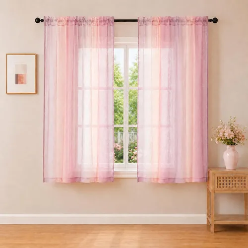 Vista 23 de OWENIE Cortinas transparentes degradadas para dormitorio, sala de estar, 96 Morado y dorado