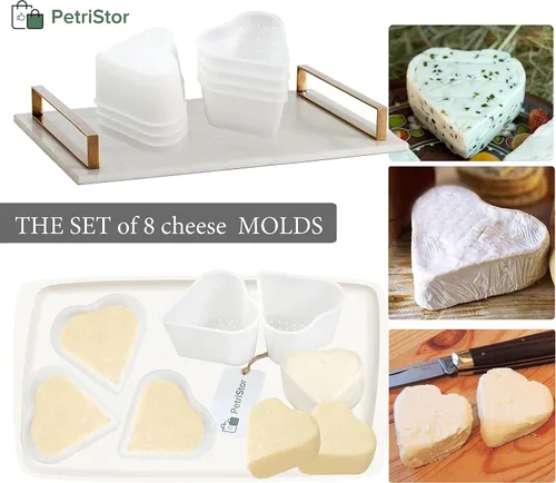 Vista 7 de PetriStor Molde de queso suave para queso de 8 piezas, 1/3 cuartos de galón, molde de queso suave para hacer queso, suministros caseros para hacer