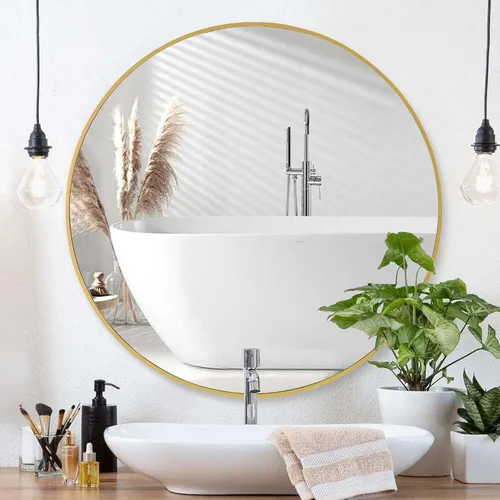 Vista 15 de CULER Espejo de pared de madera blanca para baño, espejos colgantes rectangulares de 20 x 16 pulgadas con marco de madera para sala de estar Blanco