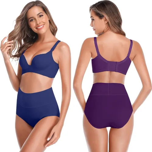 Vista 2 de Ropa interior de algodón de cintura alta para mujer, ropa interior suave súper elástica, bragas de cobertura completa para mujer