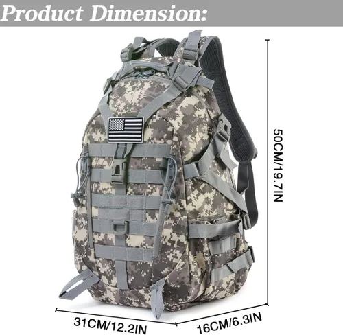 Vista 7 de LIMHOO Mochila táctica para motocicleta, bolsa militar Molle, mochila EDC para senderismo, ciclismo, camping, senderismo, caza, viajes, con correas