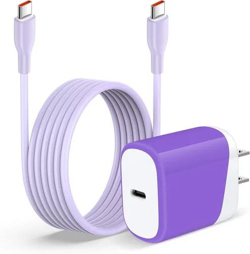 Vista 11 de Cargador rápido de iPhone 16e para iPhone 17 Air 16 Pro Max/16 Pro/16 Plus/16/15, iPad Pro Air Mini, cable de carga USB C a C de 6 pies para Samsung