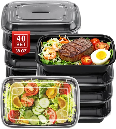 Vista 9 de NEEBAKE - Juego de 50 recipientes de preparación de comidas de 24 onzas con 1 compartimento-24oz