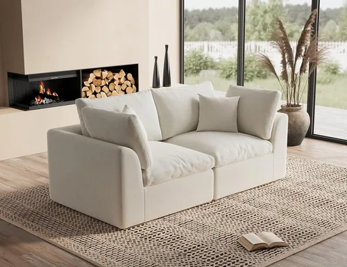Vista 32 de ohllob Sofás seccionales Cloud de 110 pulgadas para sala de estar, sofá deshuesado en forma de L con otomana, sofá modular de 3 plazas, color negro