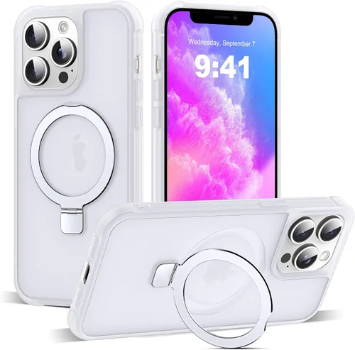 Vista 169 de SKYLMW - Funda compatible con iPhone 11 de 6.1 pulgadas, con soporte magnético invisible tipo anillo, funda translúcida de grado militar, compatible
