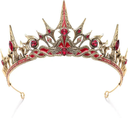 Vista 7 de SWEETV Black Gothic Crown, Witch Evil Queen Crown for Cosplay Halloween 1. negro+plata antigua