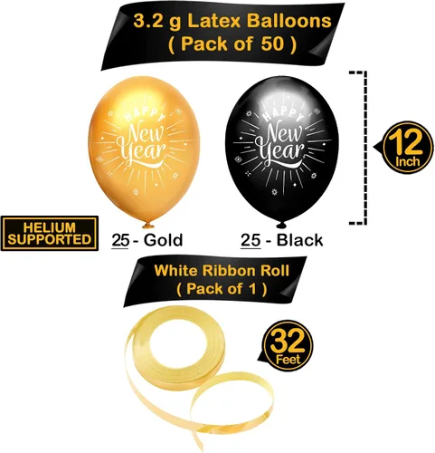 Vista 4 de KatchOn, Juego de 50 globos de feliz año nuevo, globos de látex de feliz año nuevo, decoraciones de feliz año nuevo 2026 Suministros para fiesta