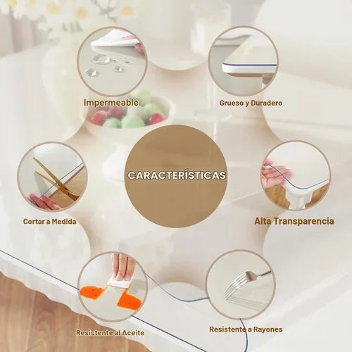 Vista 5 de Clear Table Protector 14 x 24 Inch, 1.5mm Plastic Table Cover Transparente de 0.059 in