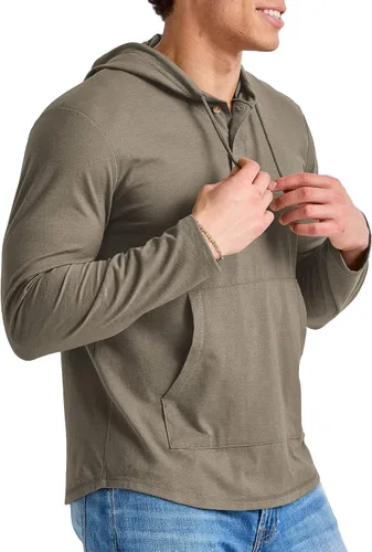 Vista 4 de Hanes Sudadera con capucha para hombre Originals Tri-Blend con cuello Henley