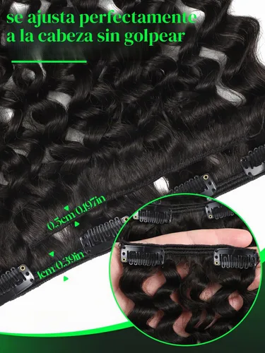 Vista 4 de 3B 3C Anrosa Jerry - Extensiones de cabello humano rizado con clip, 16 Rizado #1B