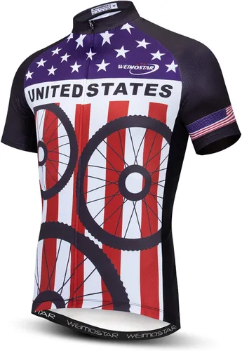 Vista 8 de Weimostar Hombre Ciclismo Jersey Manga Corta Bicicleta Ropa Multicolor Diamante