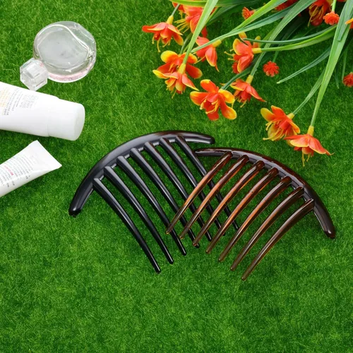 Vista 6 de 20 piezas de 7 dientes, estilo francés, peine giratorio de plástico, accesorios para el cabello para mujeres (negro y marrón)