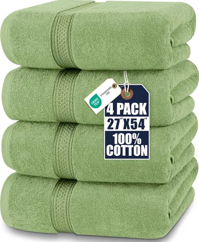 Vista 18 de Toallas de baño de algodón de lujo de 700 GSM (4 unidades, 27 x 54 pulgadas) por Utopia, Beige